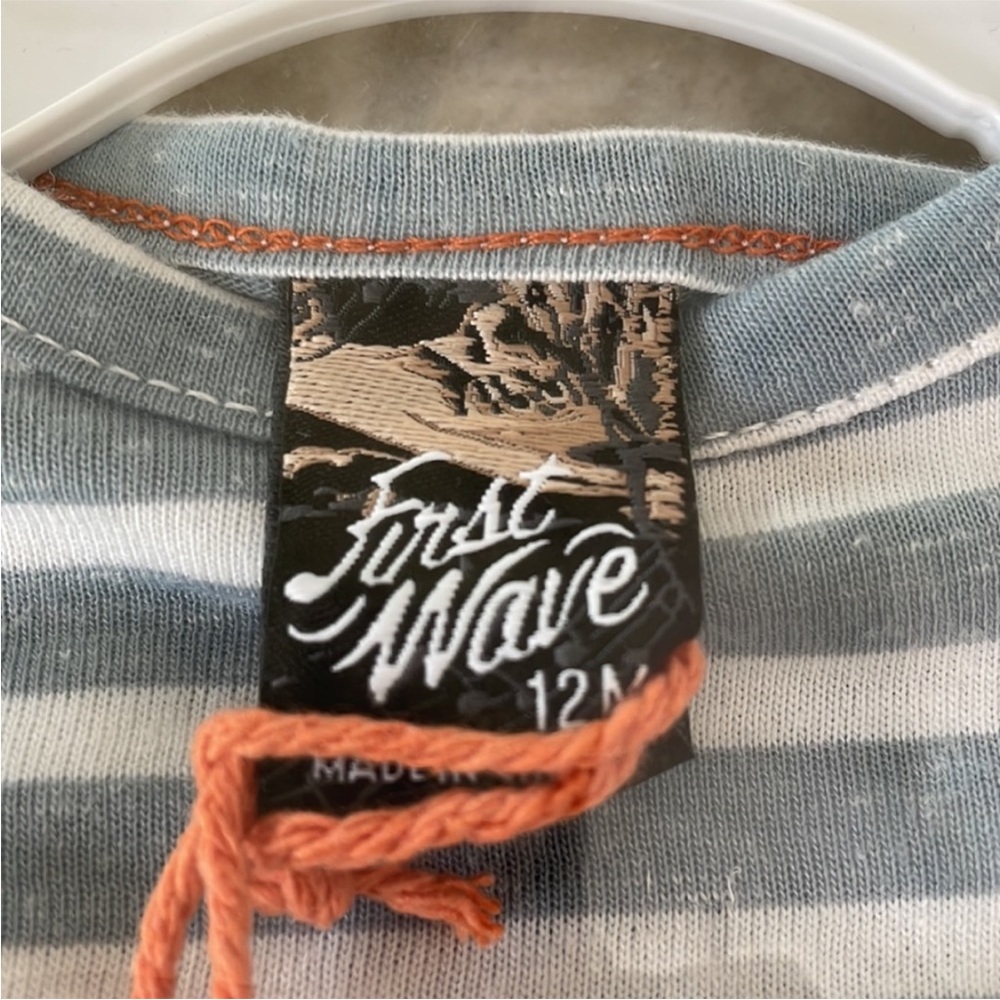 NWT First Wave Dillards Shirt Baby Blue/White Striped MSRP $18 Size: 12 mos - Picture 4 of 10